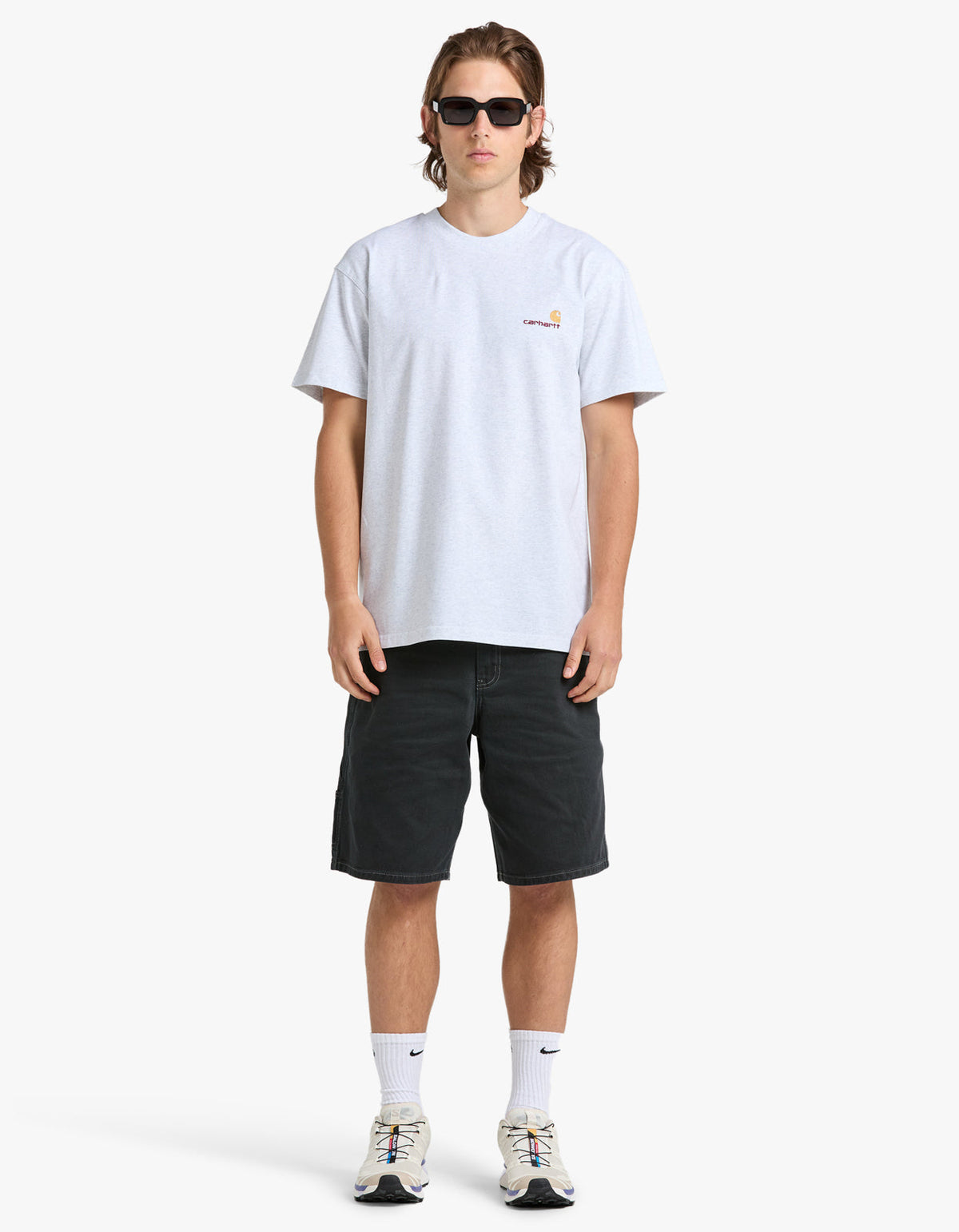 S/S American Script T-Shirt - Ash Heather