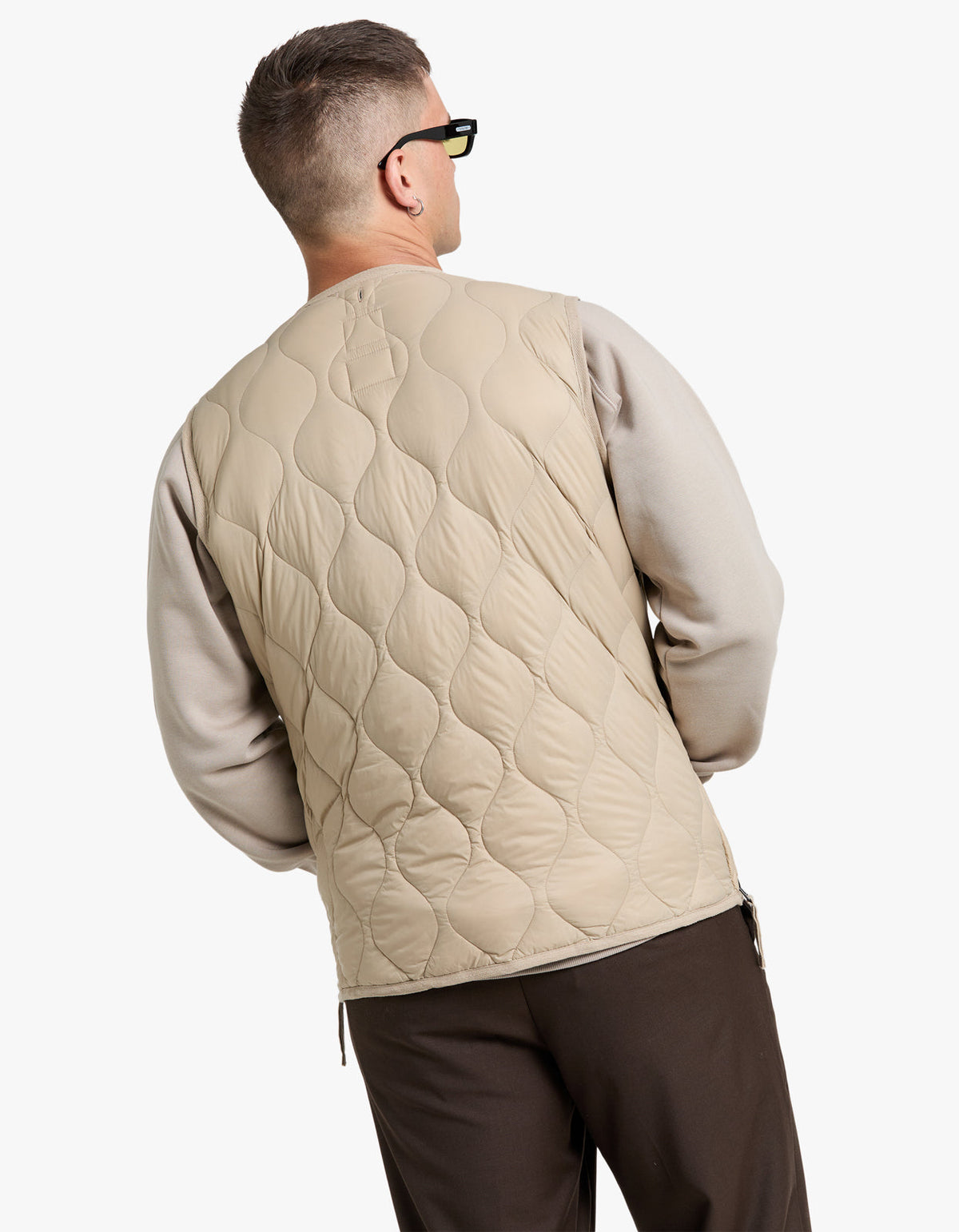Soft Shell Military V Neck W Zip Down Vest - G.Beige
