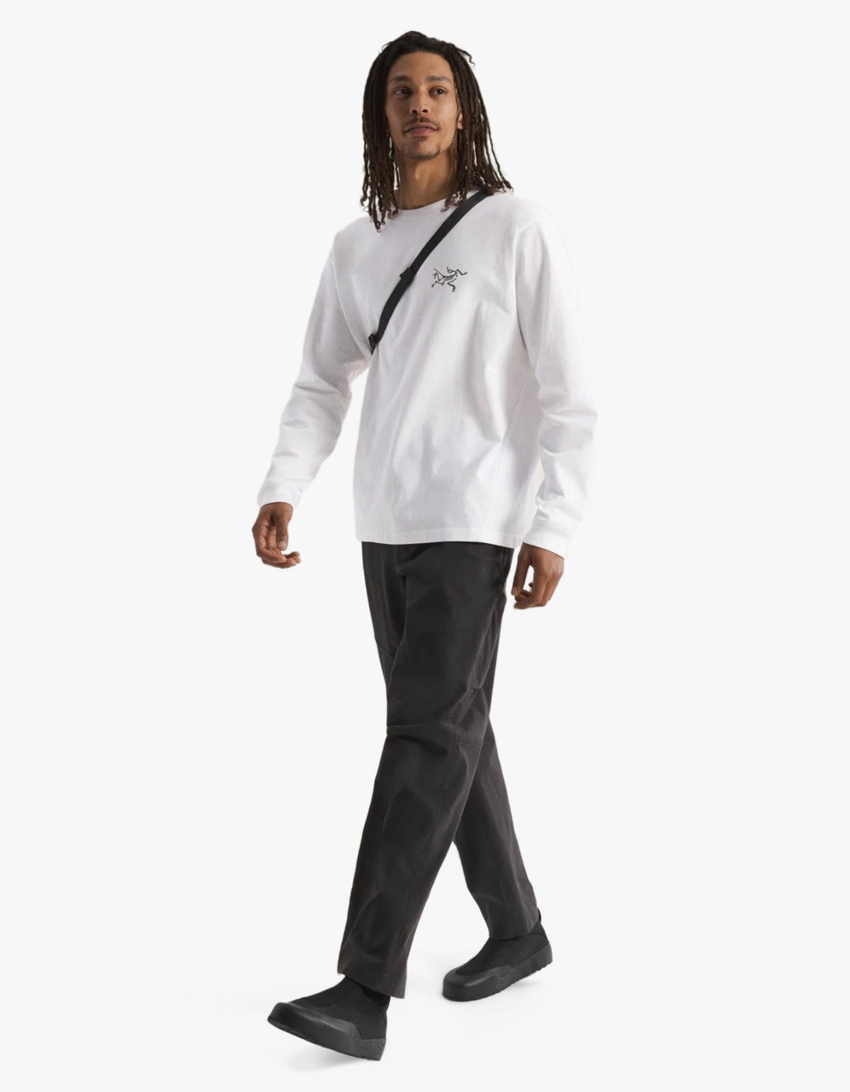 Kragg Cotton L/S T Shirt Mens - White Light/Black