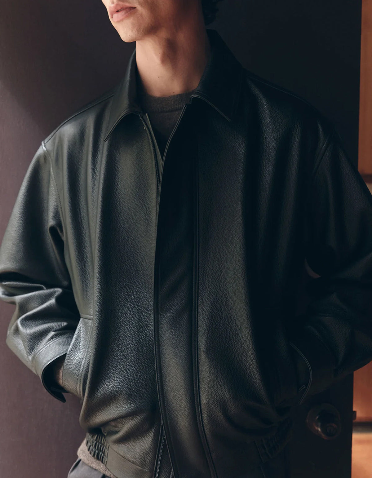 Bank Leather Jacket - Black