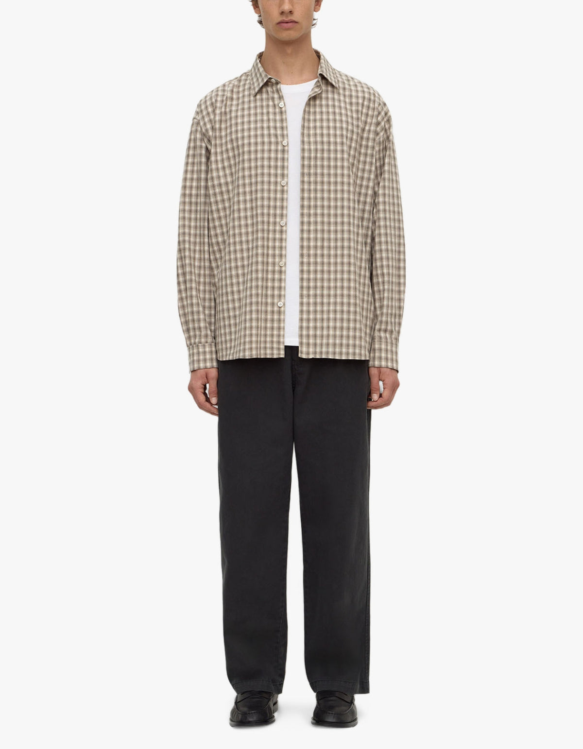 Eddie Check Long Sleeve Shirt - White/Grey