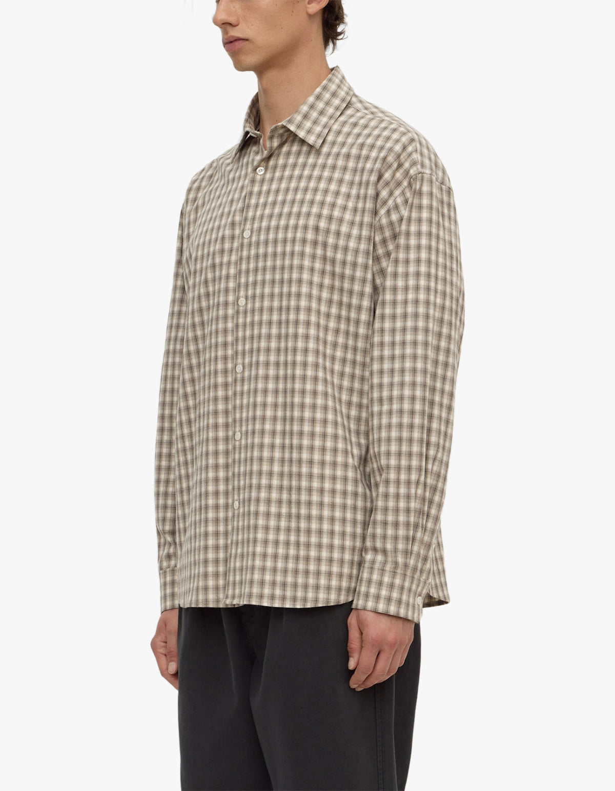 Eddie Check Long Sleeve Shirt - White/Grey
