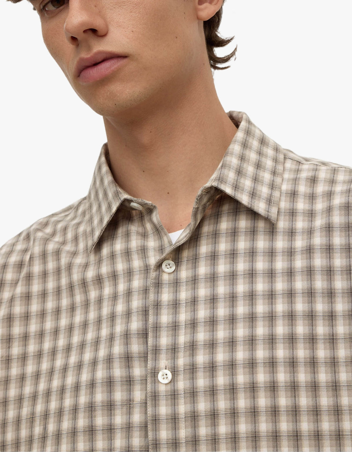 Eddie Check Long Sleeve Shirt - White/Grey