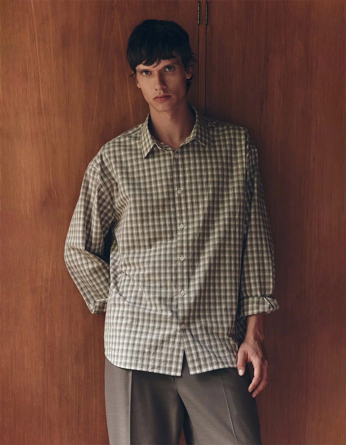 Eddie Check Long Sleeve Shirt - White/Grey