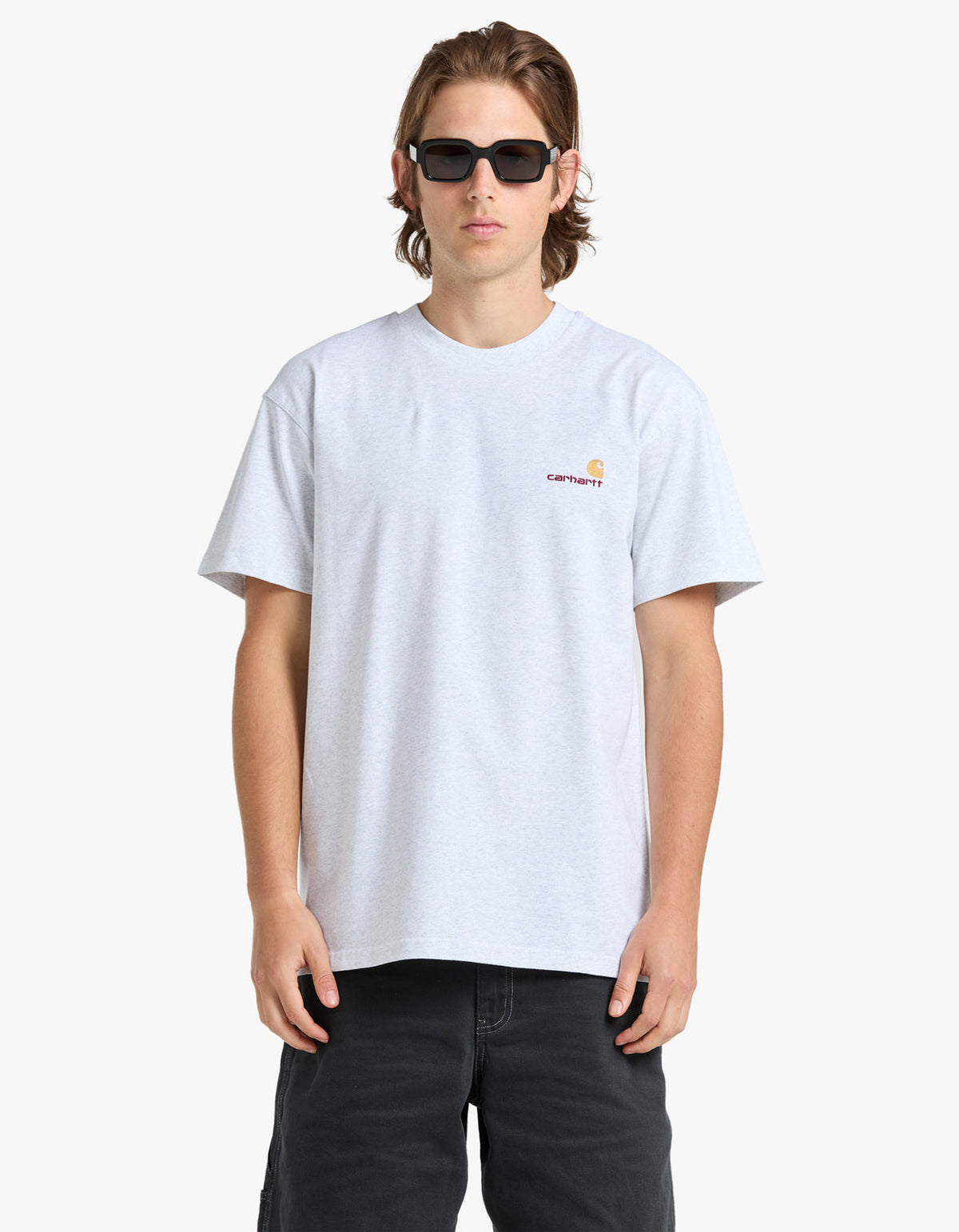 S/S American Script T-Shirt - Ash Heather