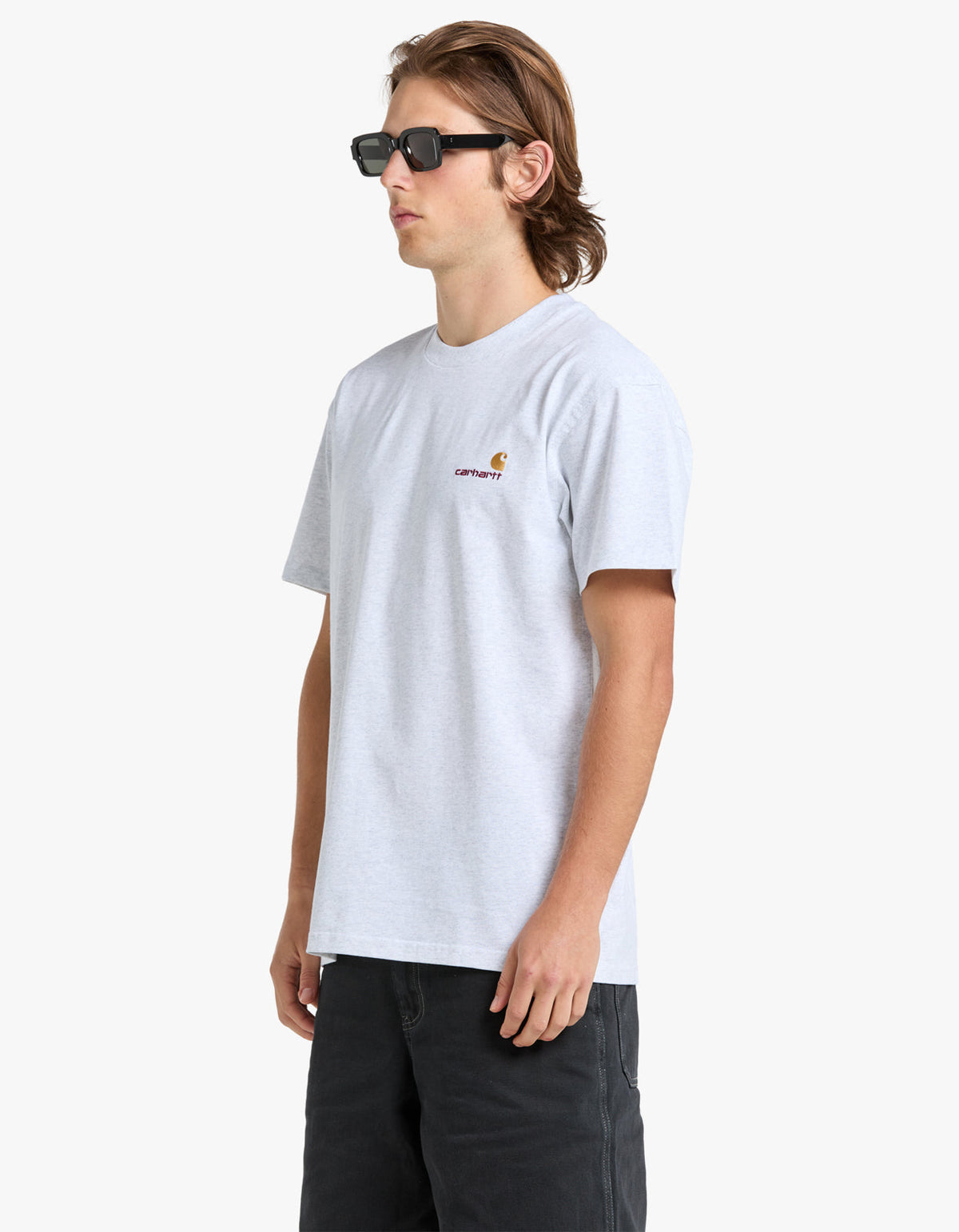 S/S American Script T-Shirt - Ash Heather