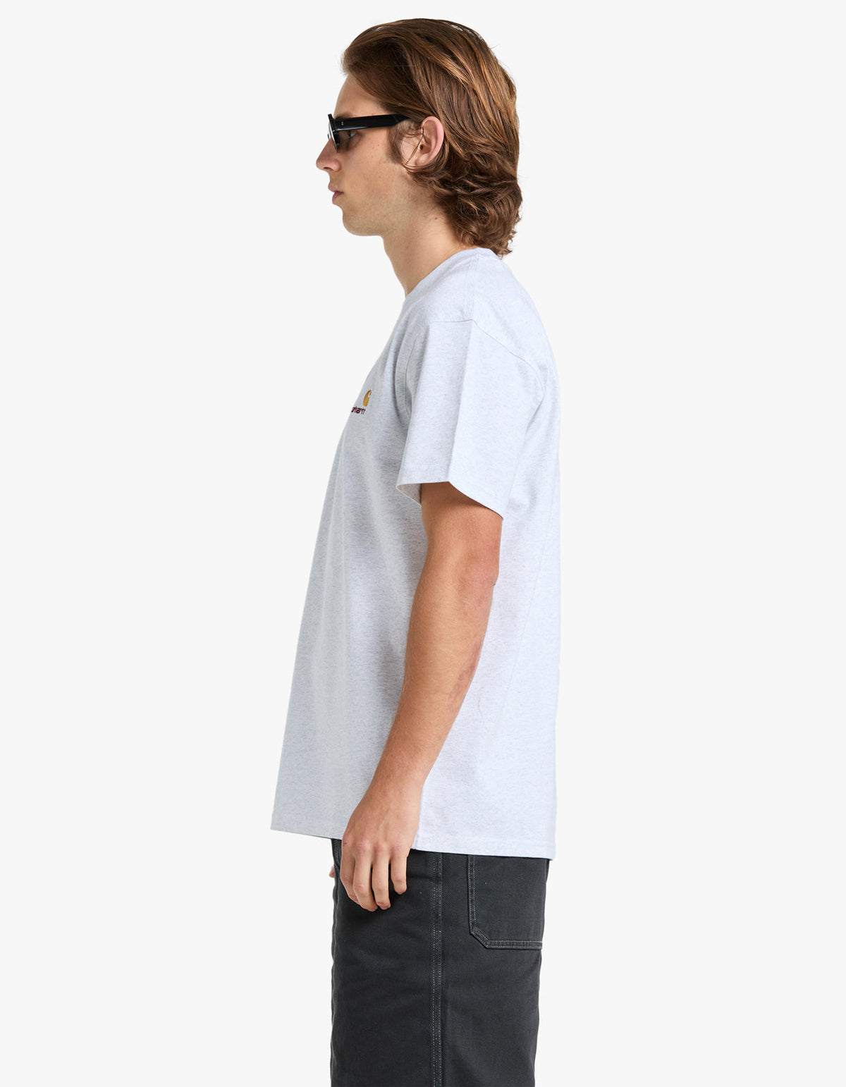 S/S American Script T-Shirt - Ash Heather