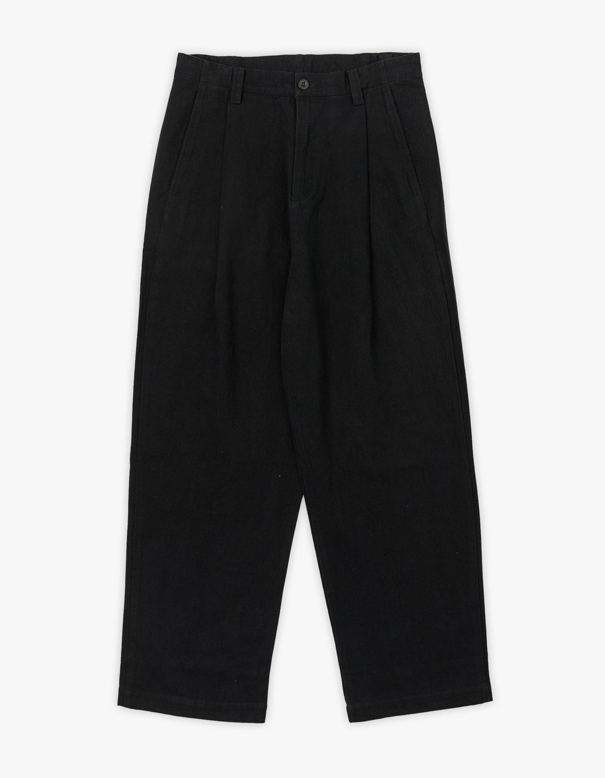 Mens Wide Leg Pleated Trouser - Black