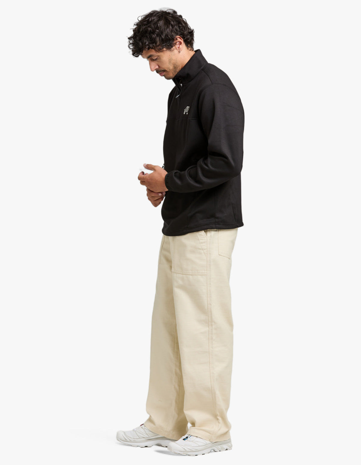 Evergreen Poly Quarter Zip Sweat - Black