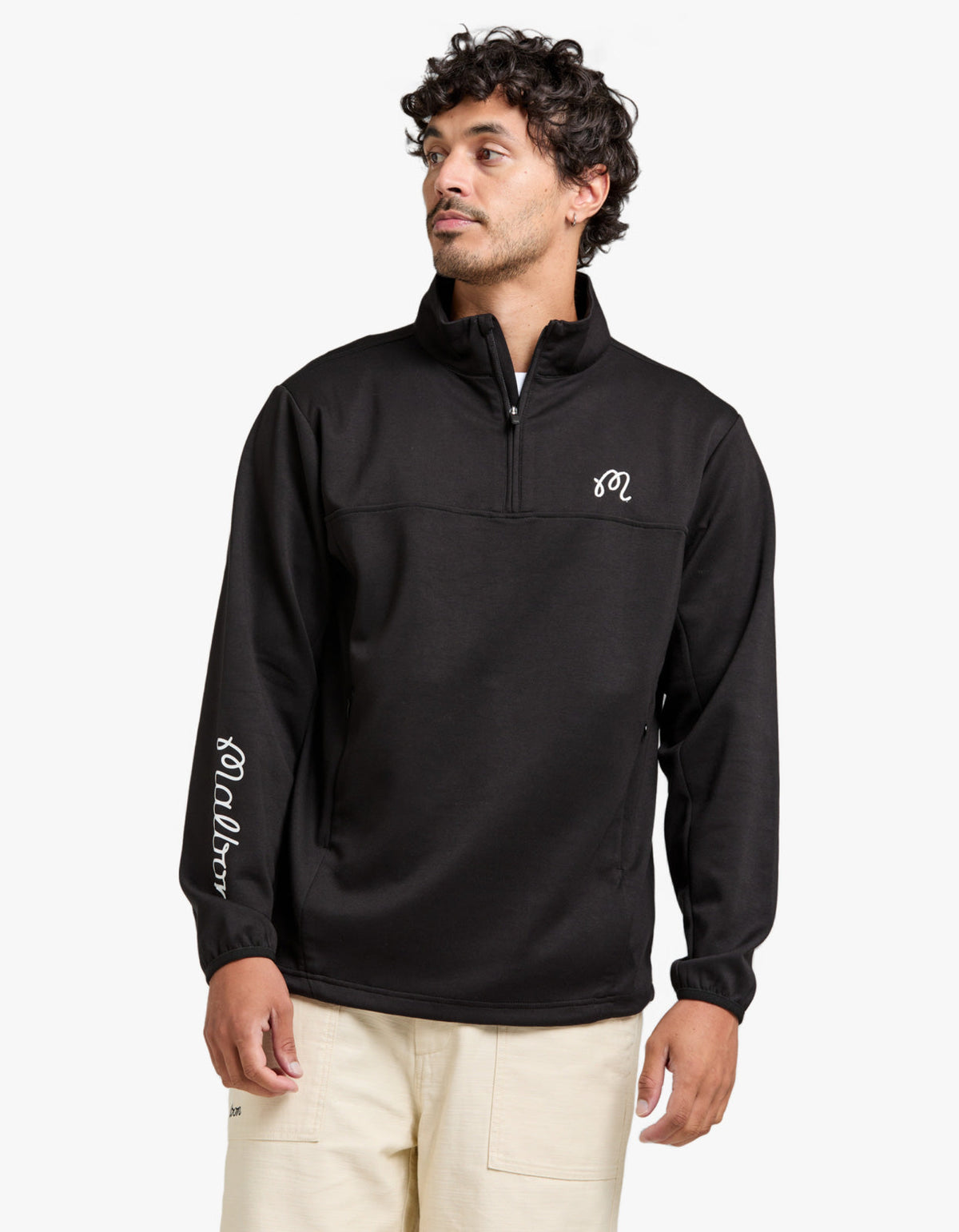 Evergreen Poly Quarter Zip Sweat - Black