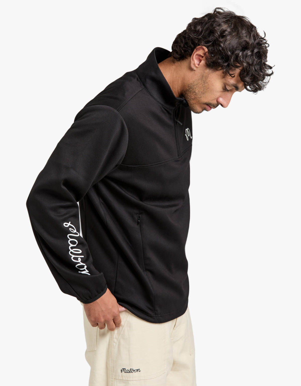 Evergreen Poly Quarter Zip Sweat - Black