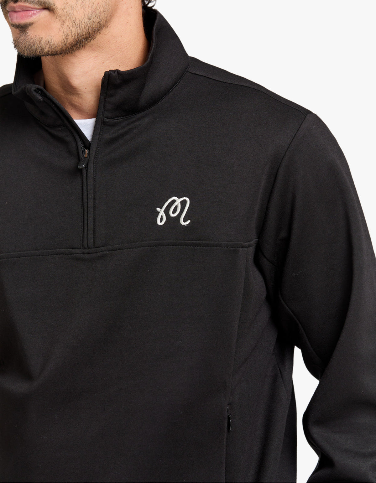 Evergreen Poly Quarter Zip Sweat - Black