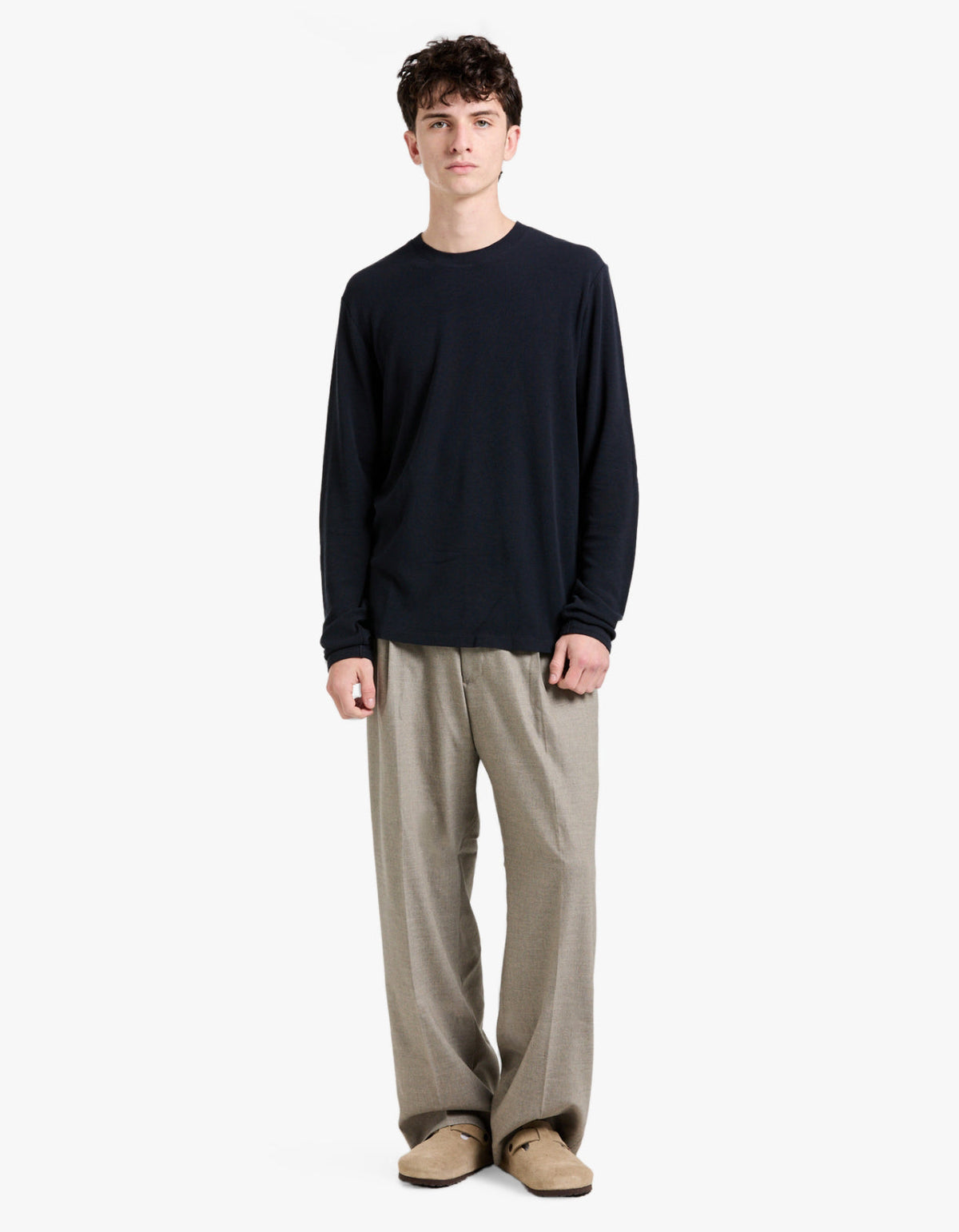 Clive L/S Waffle 3323 - Navy Blue