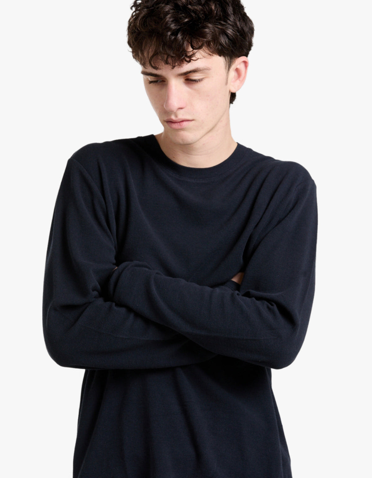 Clive L/S Waffle 3323 - Navy Blue