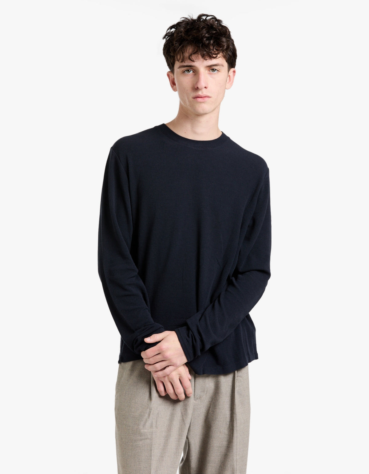 Clive L/S Waffle 3323 - Navy Blue
