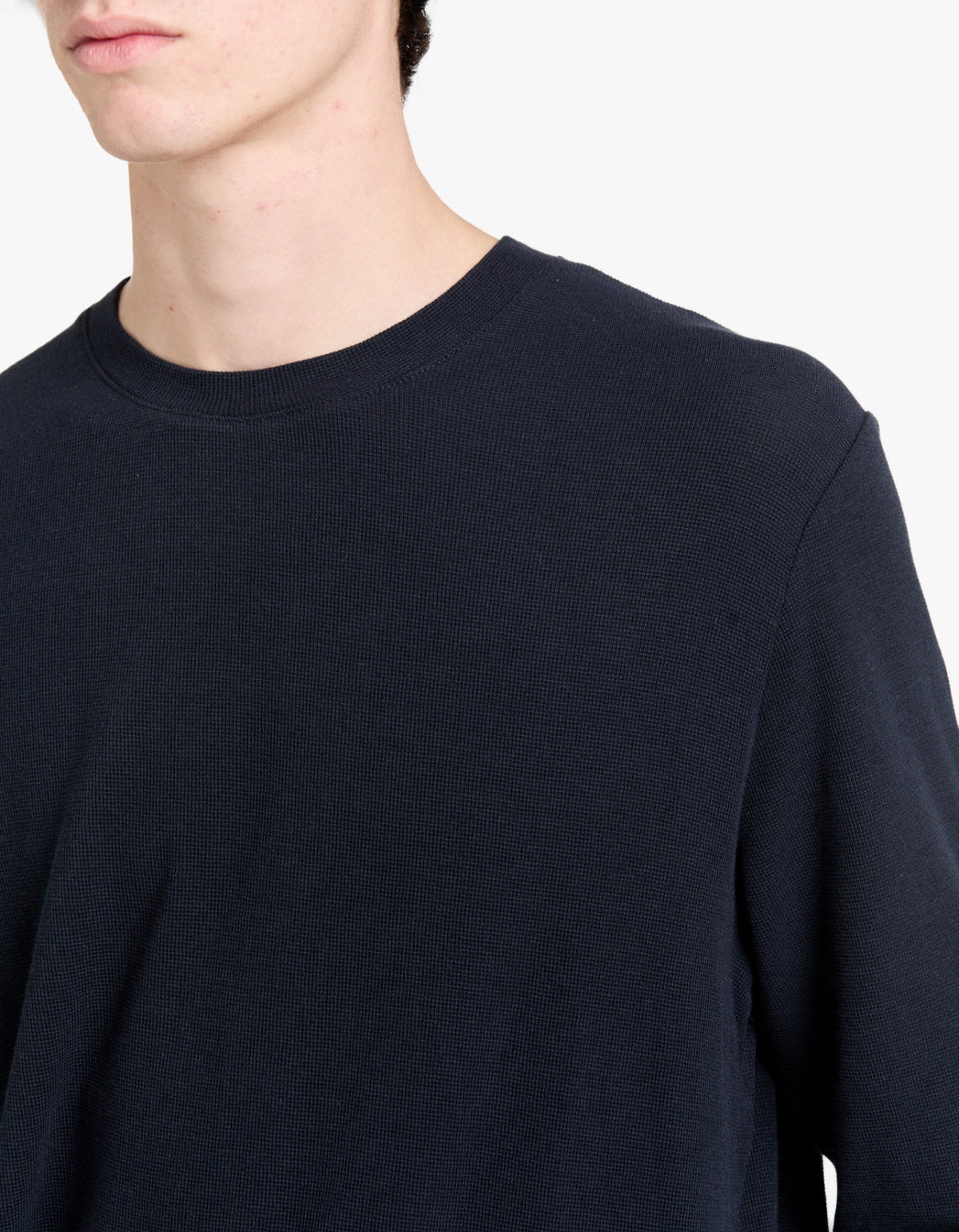 Clive L/S Waffle 3323 - Navy Blue