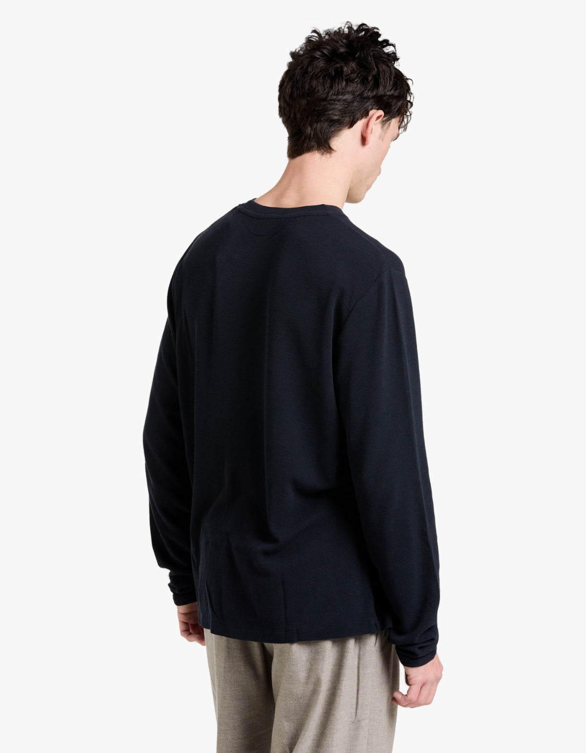 Clive L/S Waffle 3323 - Navy Blue