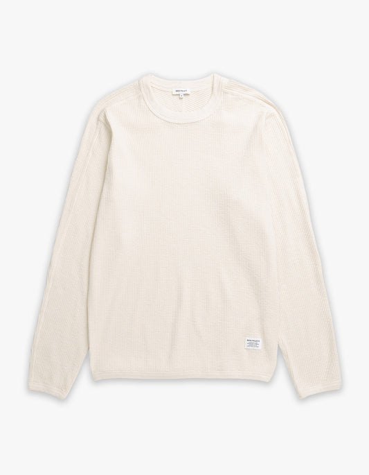 Stevns Cotton Hemp Military Rib L/S T Shirt - Ecru