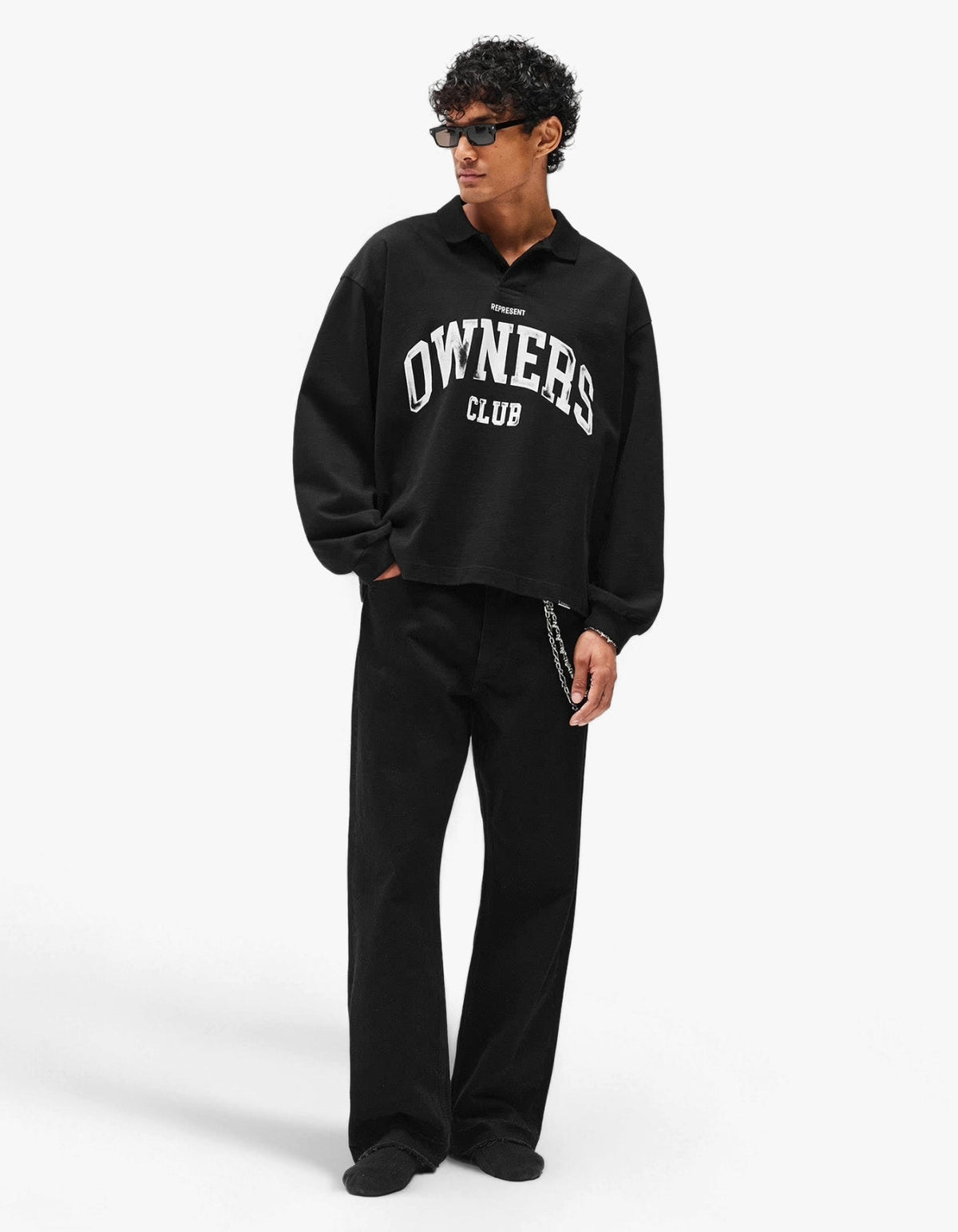 Represent Owners Club Heritage Rugby Top - Jet Black