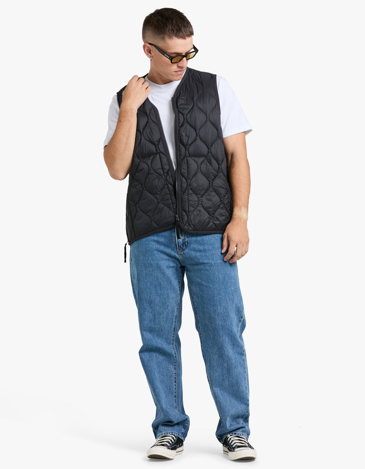 Soft Shell Military V Neck W Zip Down Vest - Black