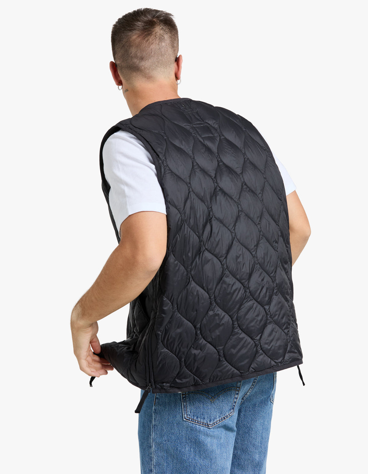 Soft Shell Military V Neck W Zip Down Vest - Black