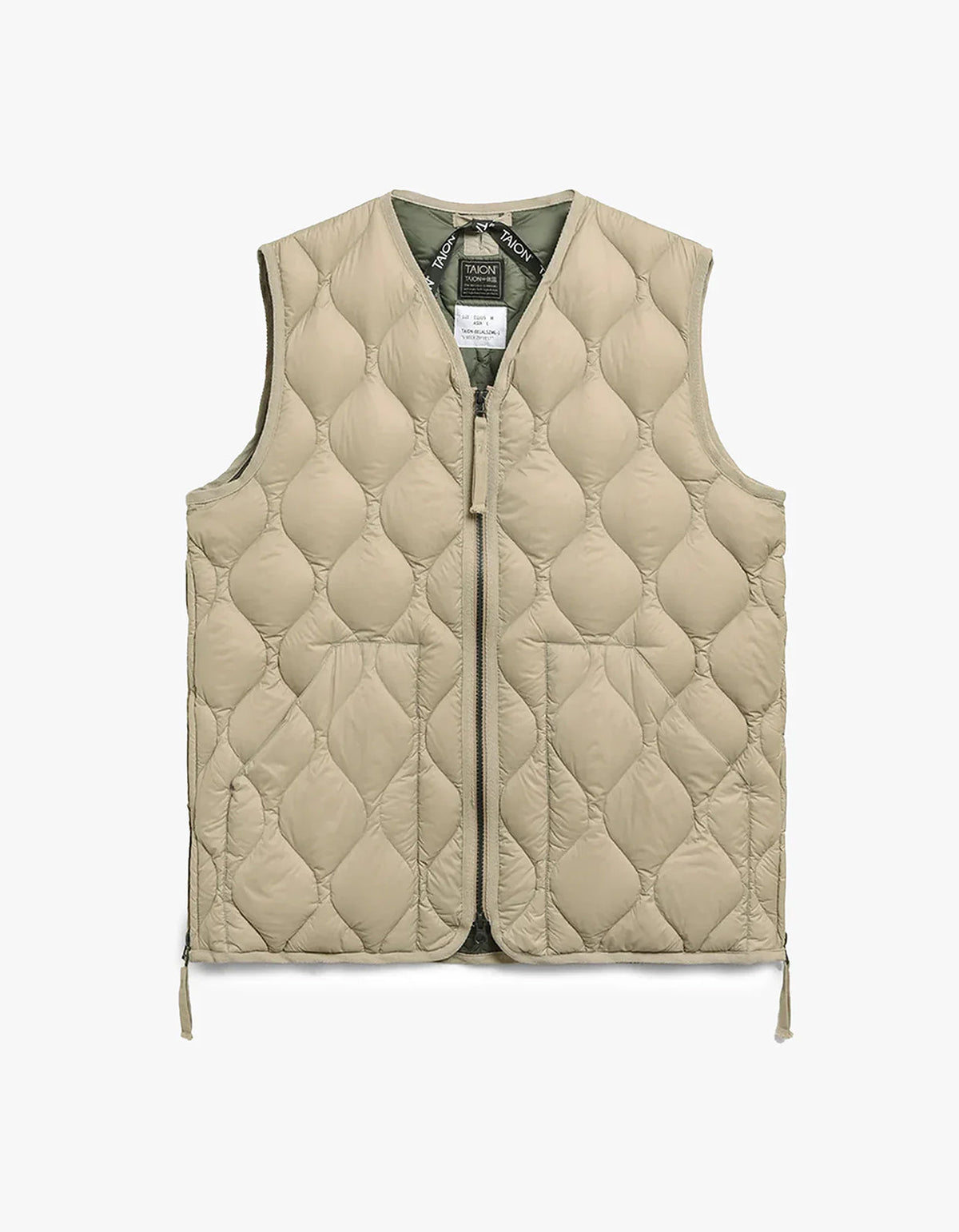 Soft Shell Military V Neck W Zip Down Vest - G.Beige
