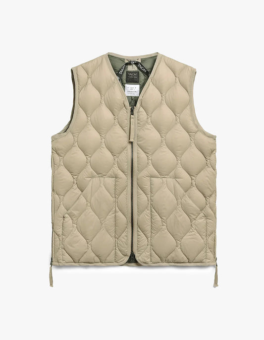 Soft Shell Military V Neck W Zip Down Vest - G.Beige