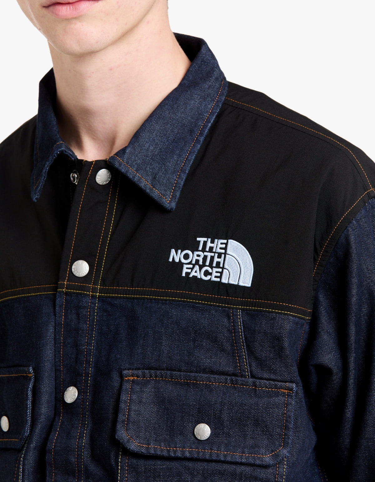 Mens Denim Cordura Jacket - Dark Indigo Denim Wash/Black