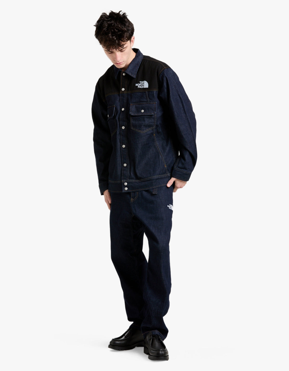 Mens Denim Cordura Jacket - Dark Indigo Denim Wash/Black