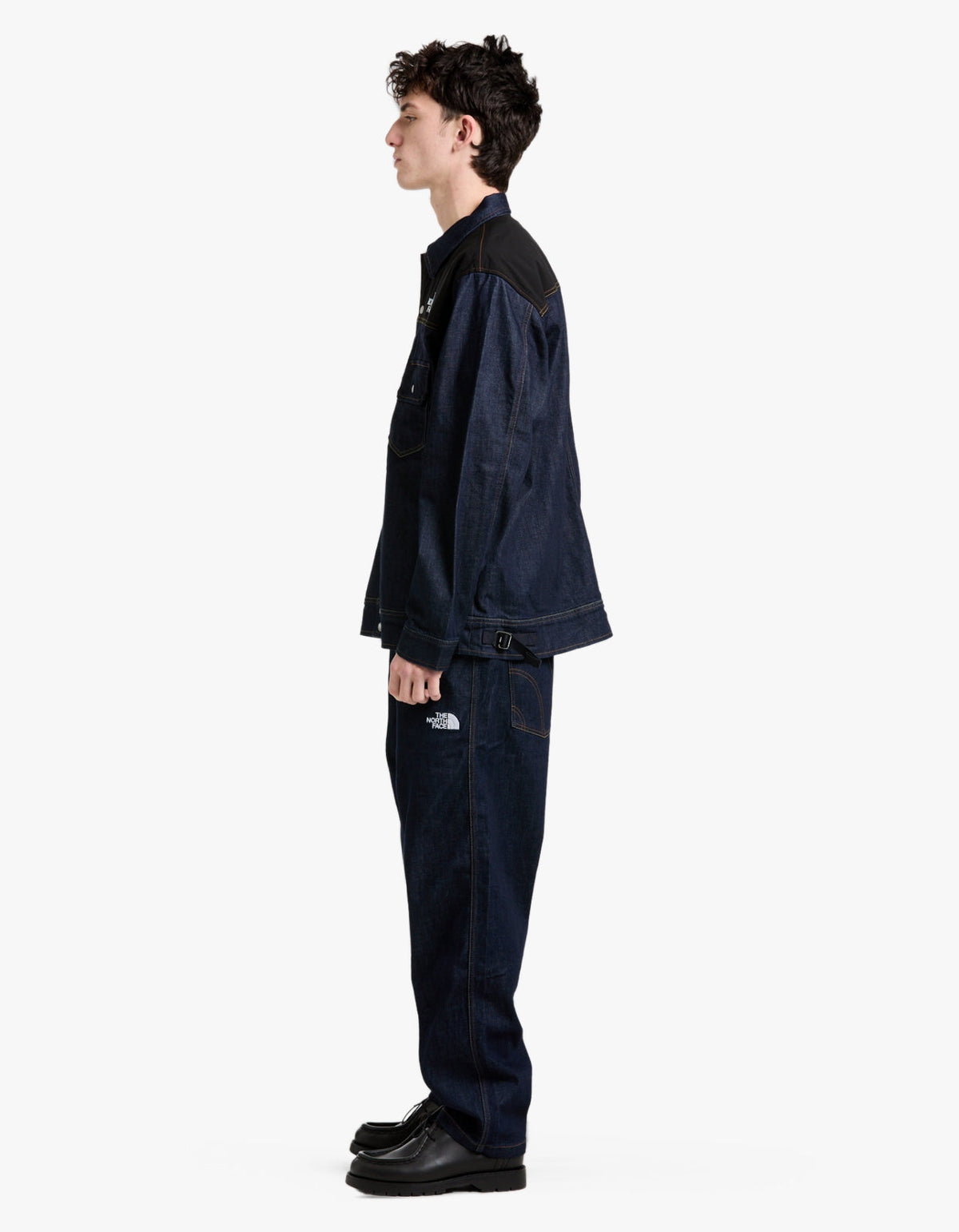 Mens Denim Cordura Jacket - Dark Indigo Denim Wash/Black