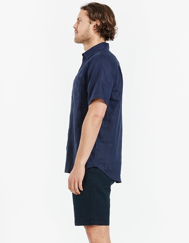 Hampton Linen S/S Shirt - Navy